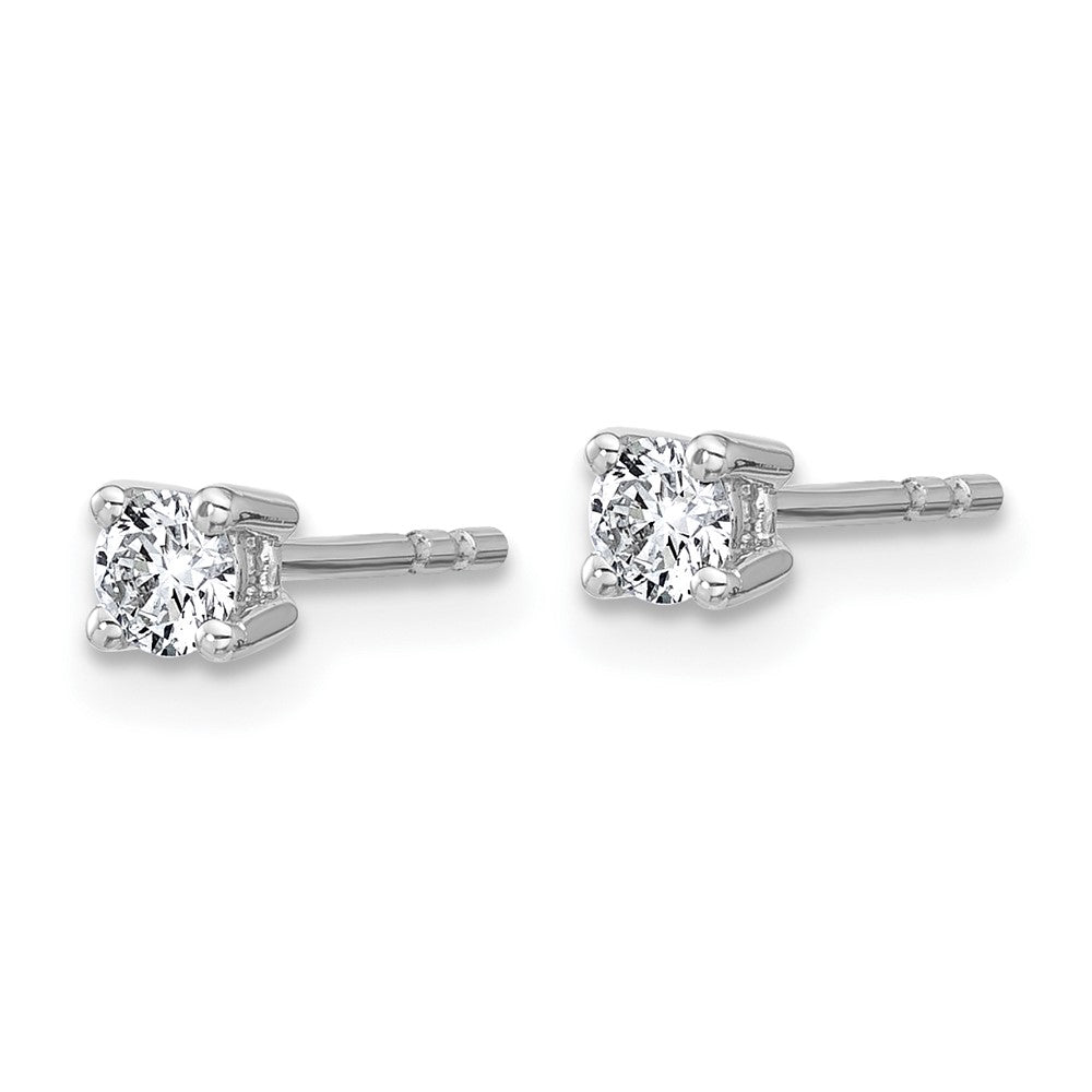 True Origin 14K White Gold 1/4 carat Lab Grown Diamond VS+ F+ Round Four Prong Heavy Weight Complete Stud Earrings