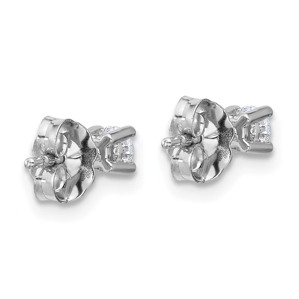 True Origin 14K White Gold 1/4 carat Lab Grown Diamond VS+ F+ Round Four Prong Heavy Weight Complete Stud Earrings