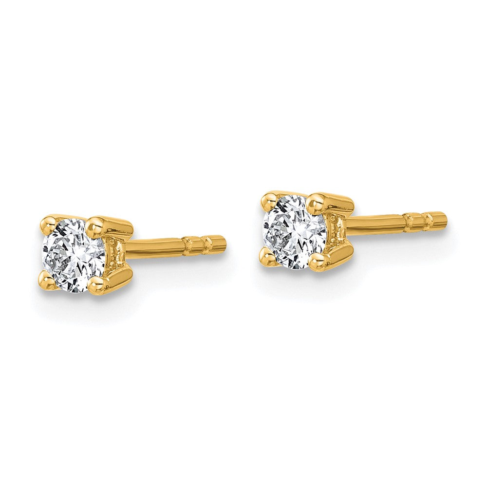 True Origin 14K Yellow Gold 1/4 carat Lab Grown Diamond VS+ F+ Round Four Prong Heavy Weight Complete Stud Earrings