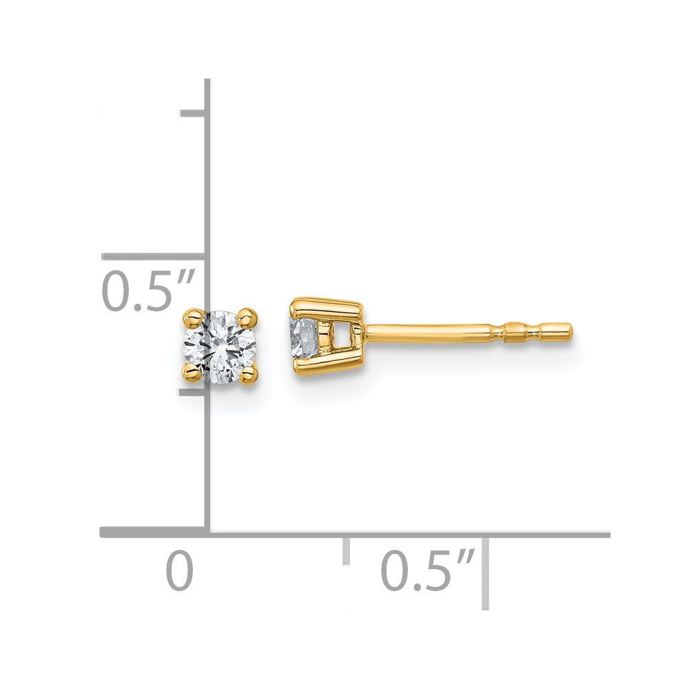 True Origin 14K Yellow Gold 1/4 carat Lab Grown Diamond VS+ F+ Round Four Prong Heavy Weight Complete Stud Earrings