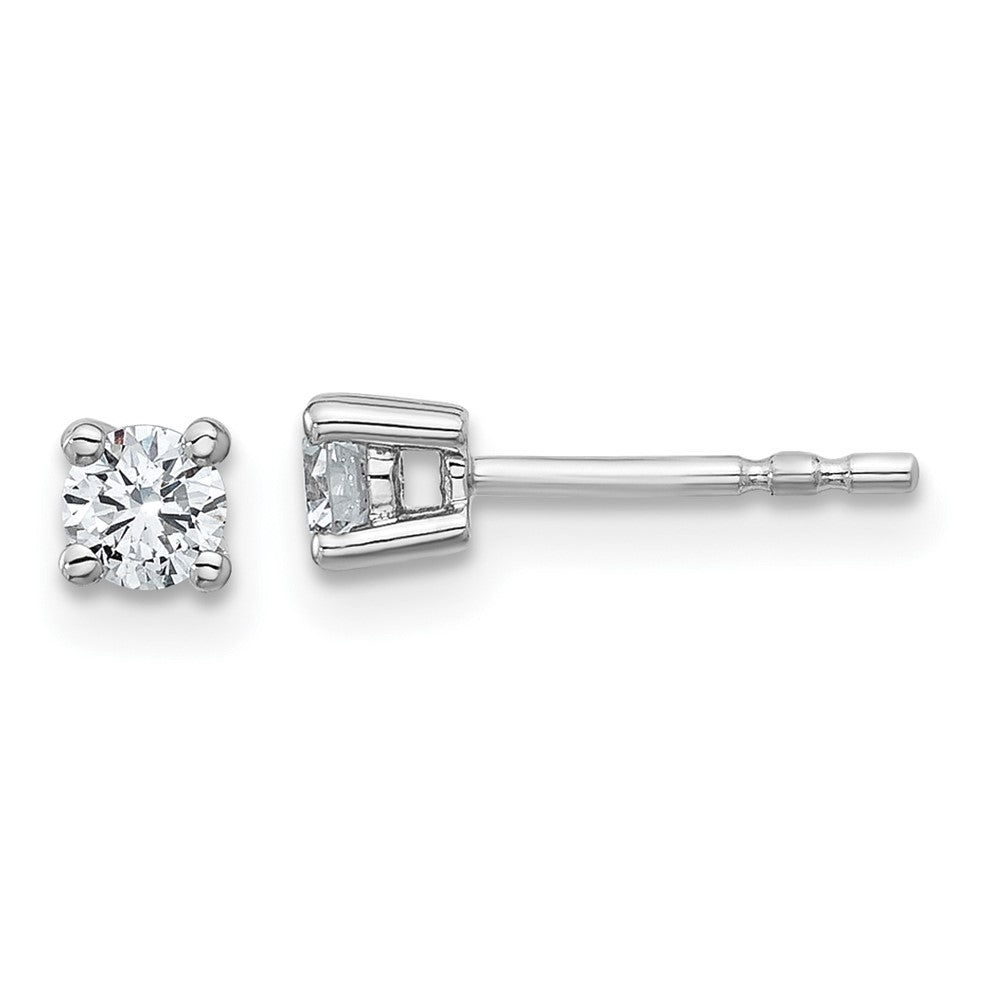 True Origin 14K White Gold 1/3 carat Lab Grown Diamond VS+ F+ Round Four Prong Heavy Weight Complete Stud Earrings