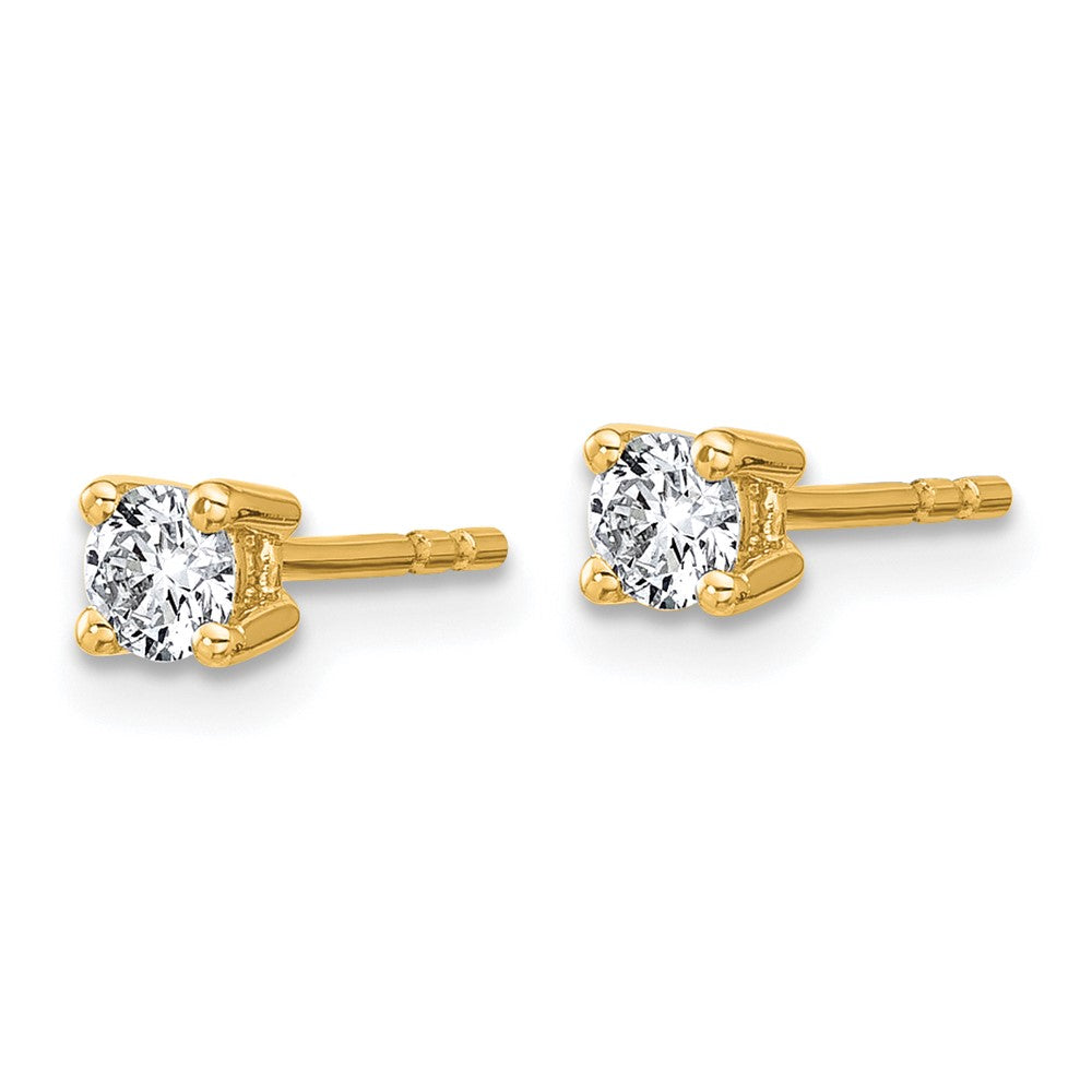 True Origin 14K Yellow Gold 1/3 carat Lab Grown Diamond VS+ F+ Round Four Prong Heavy Weight Complete Stud Earrings