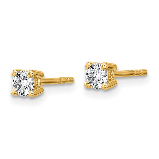 True Origin 14K Yellow Gold 1/3 carat Lab Grown Diamond VS+ F+ Round Four Prong Heavy Weight Complete Stud Earrings