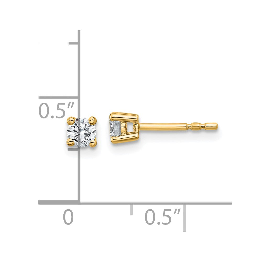 True Origin 14K Yellow Gold 1/3 carat Lab Grown Diamond VS+ F+ Round Four Prong Heavy Weight Complete Stud Earrings