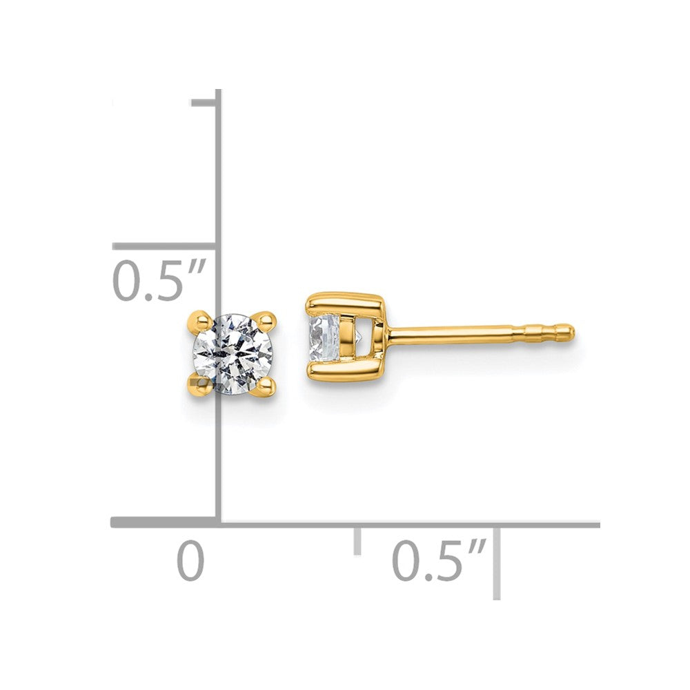 True Origin 14K Yellow Gold 1/2 carat Lab Grown Diamond VS+ F+ Round Four Prong Heavy Weight Complete Stud Earrings