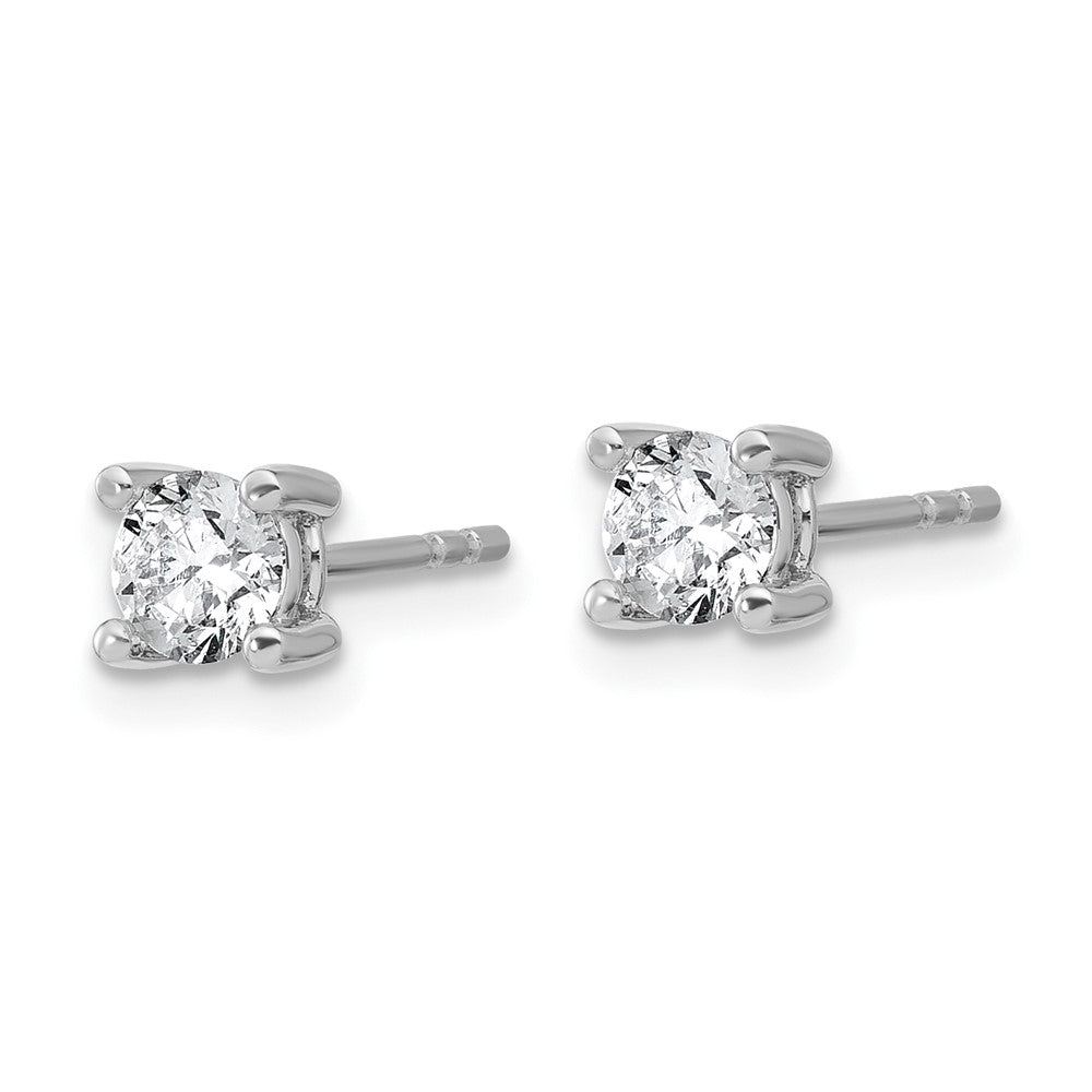 True Origin 14K White Gold 2/3 carat Lab Grown Diamond VS+ F+ Round Four Prong Heavy Weight Complete Stud Earrings