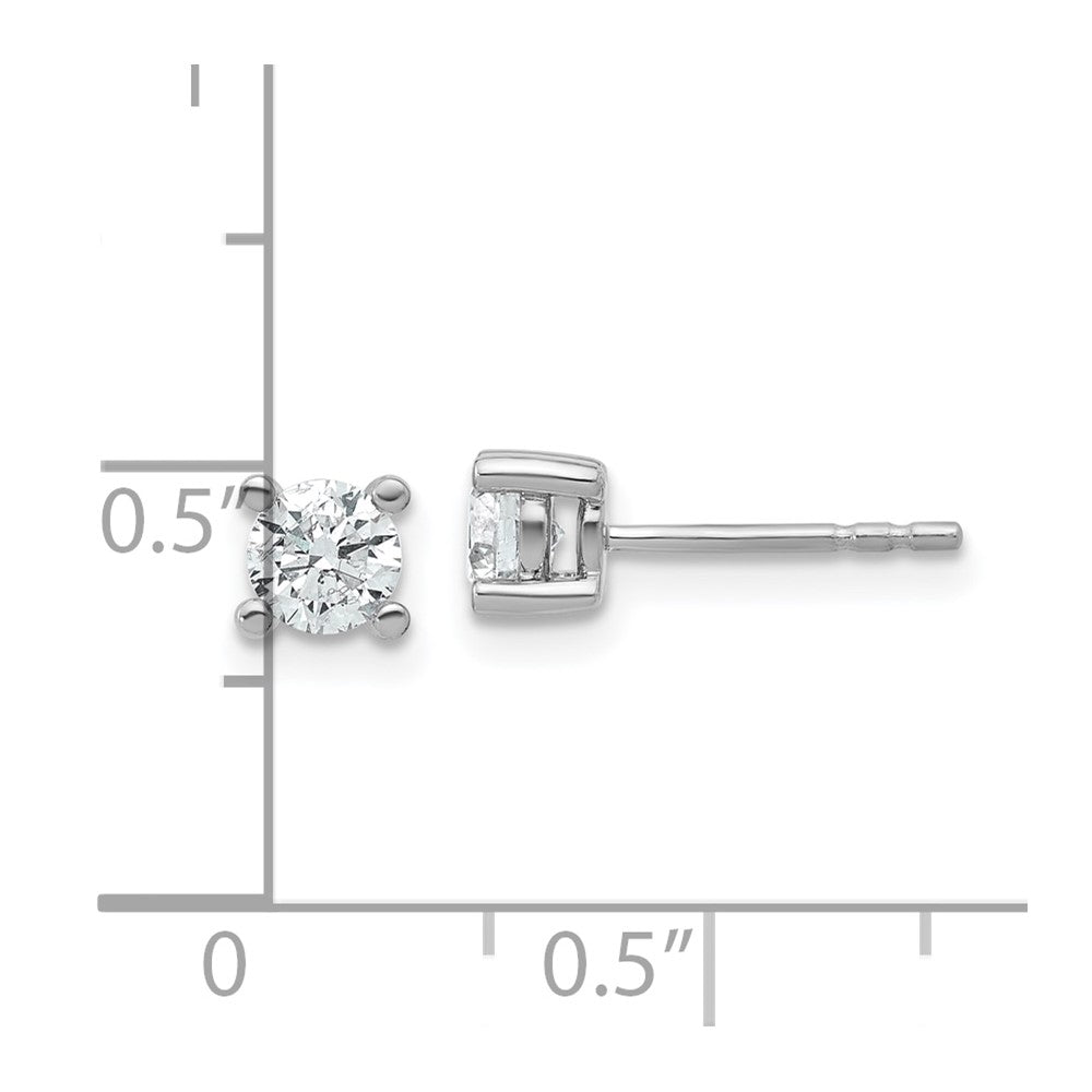 True Origin 14K White Gold 2/3 carat Lab Grown Diamond VS+ F+ Round Four Prong Heavy Weight Complete Stud Earrings