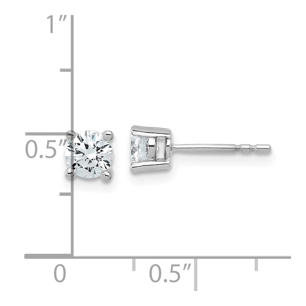 True Origin 14K White Gold 3/4 carat Lab Grown Diamond VS+ F+ Round Four Prong Heavy Weight Complete Stud Earrings