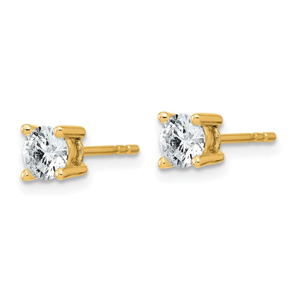 True Origin 14K Yellow Gold 3/4 carat Lab Grown Diamond VS+ F+ Round Four Prong Heavy Weight Complete Stud Earrings