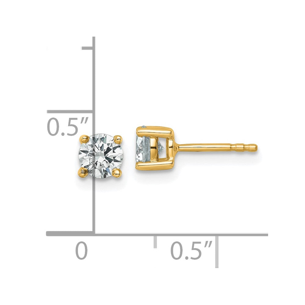 True Origin 14K Yellow Gold 3/4 carat Lab Grown Diamond VS+ F+ Round Four Prong Heavy Weight Complete Stud Earrings