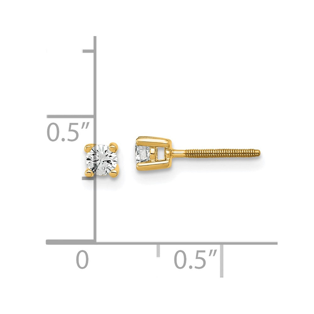 True Origin 14K Yellow Gold 1/5 carat Lab Grown Diamond VS+ F+ Round Four Prong Heavy Weight Screw Back Complete Stud Earrings