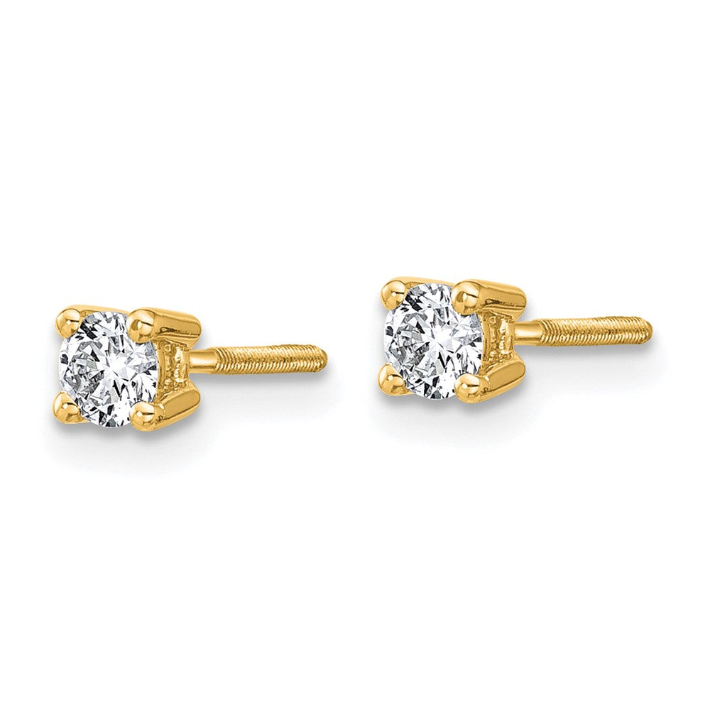 True Origin 14K Yellow Gold 1/3 carat Lab Grown Diamond VS+ F+ Round Four Prong Heavy Weight Screw Back Complete Stud Earrings