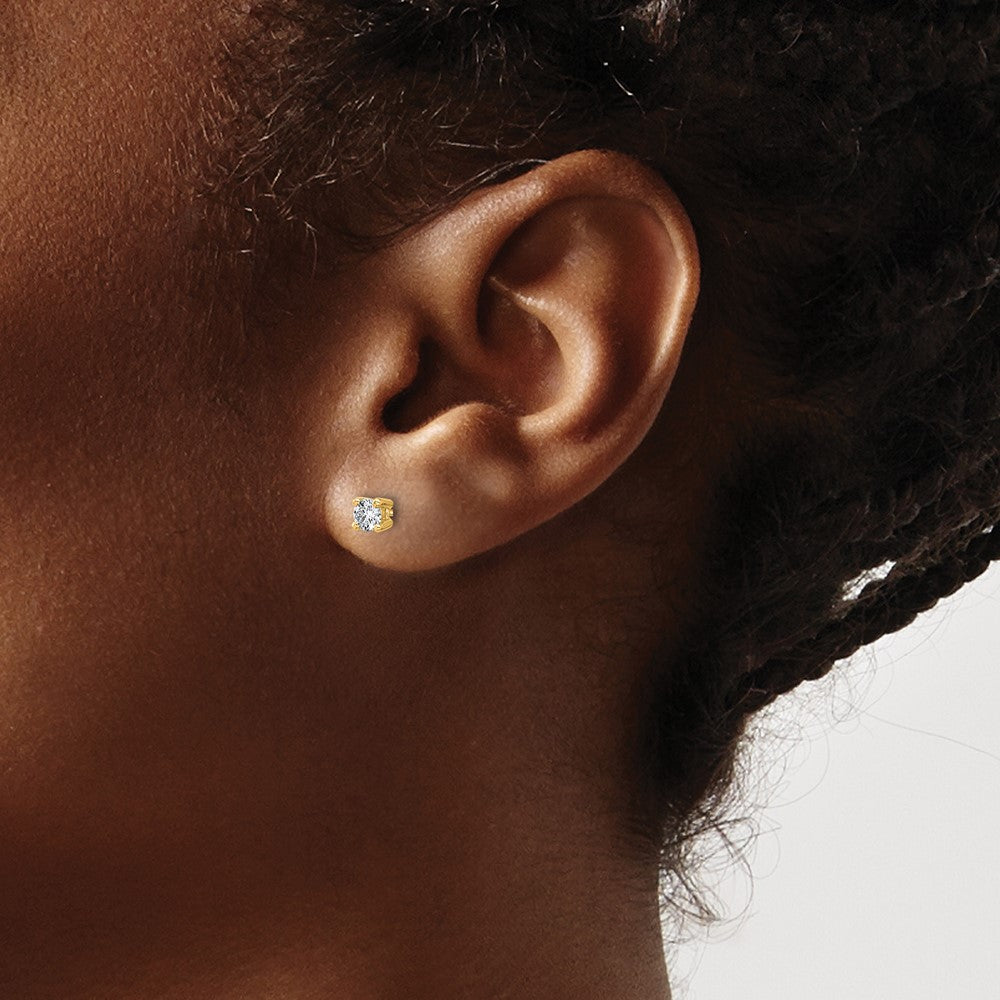True Origin 14K Yellow Gold 1/3 carat Lab Grown Diamond VS+ F+ Round Four Prong Heavy Weight Screw Back Complete Stud Earrings