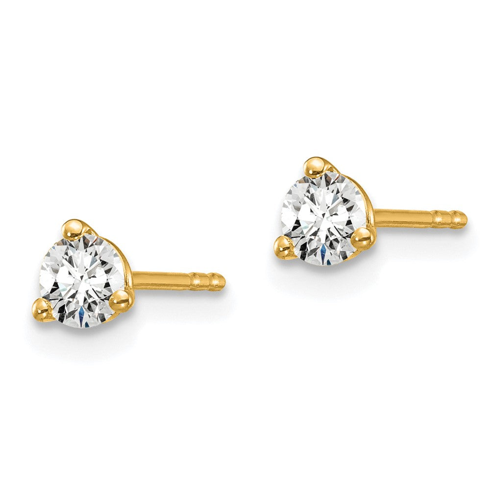 True Origin 14K Yellow Gold 1/3 carat Lab Grown Diamond VS+ F+ Round Three Prong Heavy Weight Complete Stud Earrings