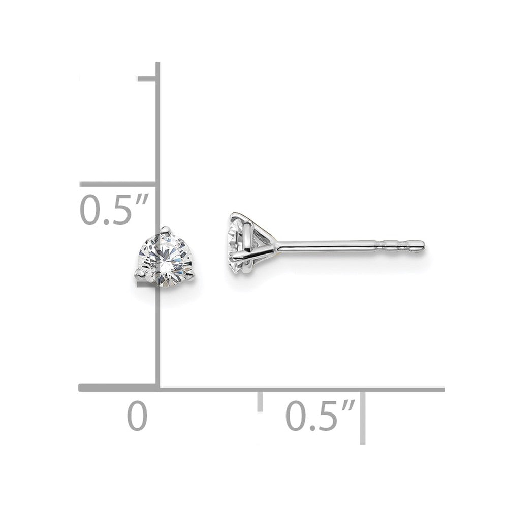 14k White Gold 1/3 ctw Lab Grown Diamond VS+ F+ Round 3 Prong Heavy Wt. Stud Earrings