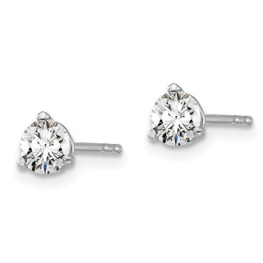 True Origin 14K White Gold 1/2 carat Lab Grown Diamond VS+ F+ Round Three Prong Heavy Weight Complete Stud Earrings