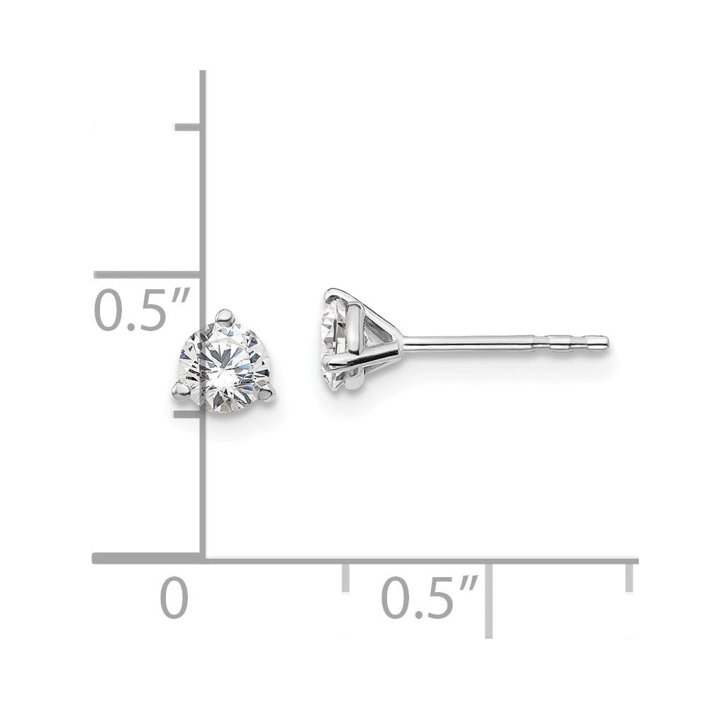 True Origin 14K White Gold 1/2 carat Lab Grown Diamond VS+ F+ Round Three Prong Heavy Weight Complete Stud Earrings