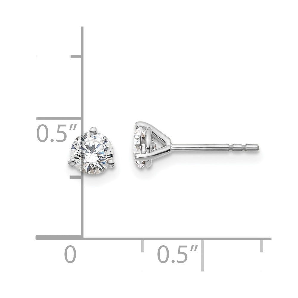 True Origin 14K White Gold 2/3 carat Lab Grown Diamond VS+ F+ Round Three Prong Heavy Weight Complete Stud Earrings