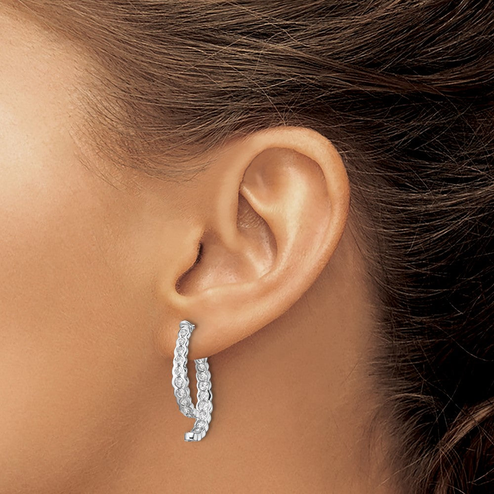 14k White Gold 1 1/2 carat Lab Grown Diamond VS/SI+ G+ Front and Back Dangle Post Earrings