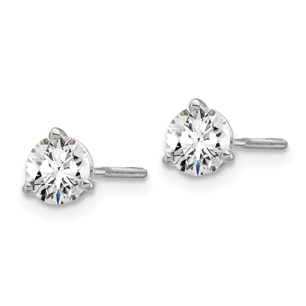 True Origin 14K White Gold 3/4 carat Lab Grown Diamond VS+ F+ Round Three Prong Heavy Weight Screw Back Complete Stud Earrings