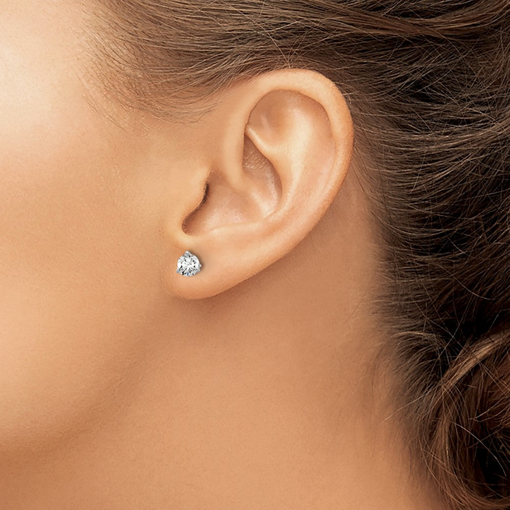 True Origin 14K White Gold 3/4 carat Lab Grown Diamond VS+ F+ Round Three Prong Heavy Weight Screw Back Complete Stud Earrings