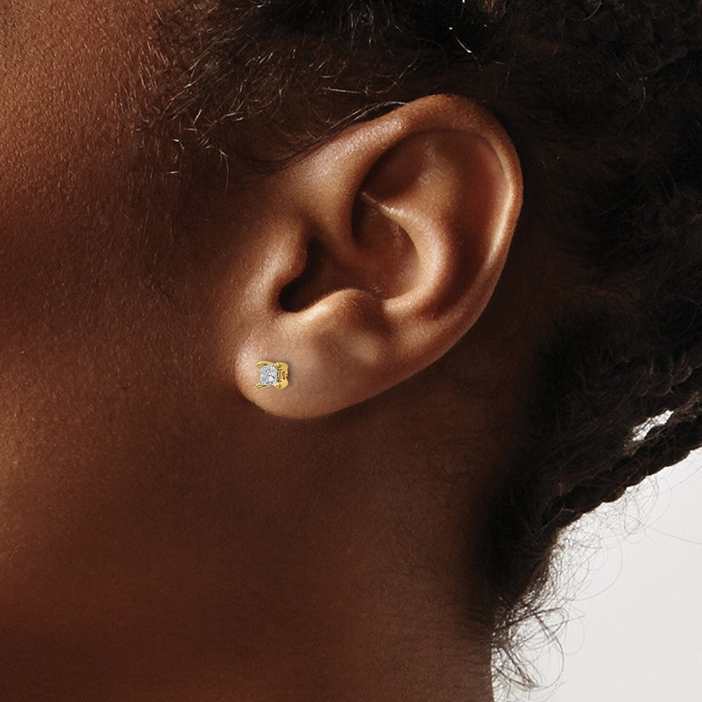 14k 1/4 carat Lab Grown Diamond VS+ F+ Princess Complete Four Prong Stud Earrings