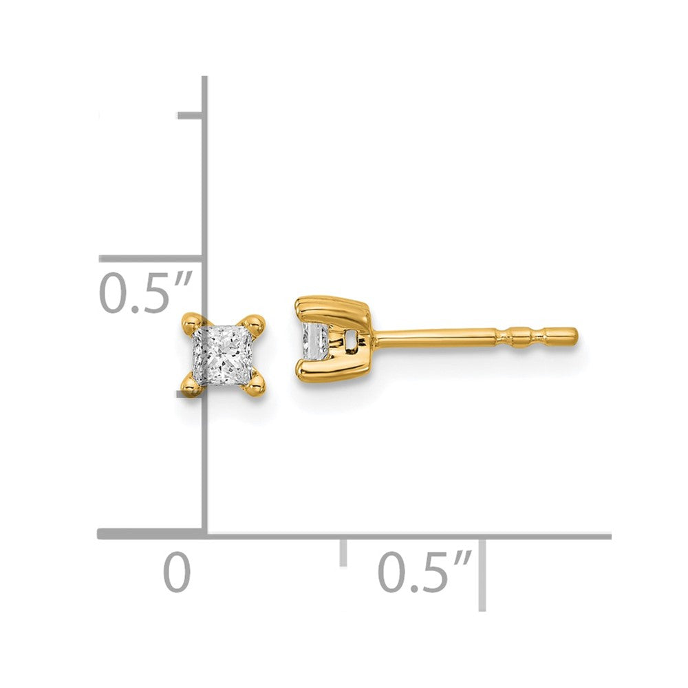 14k 1/4 carat Lab Grown Diamond VS+ F+ Princess Complete Four Prong Stud Earrings