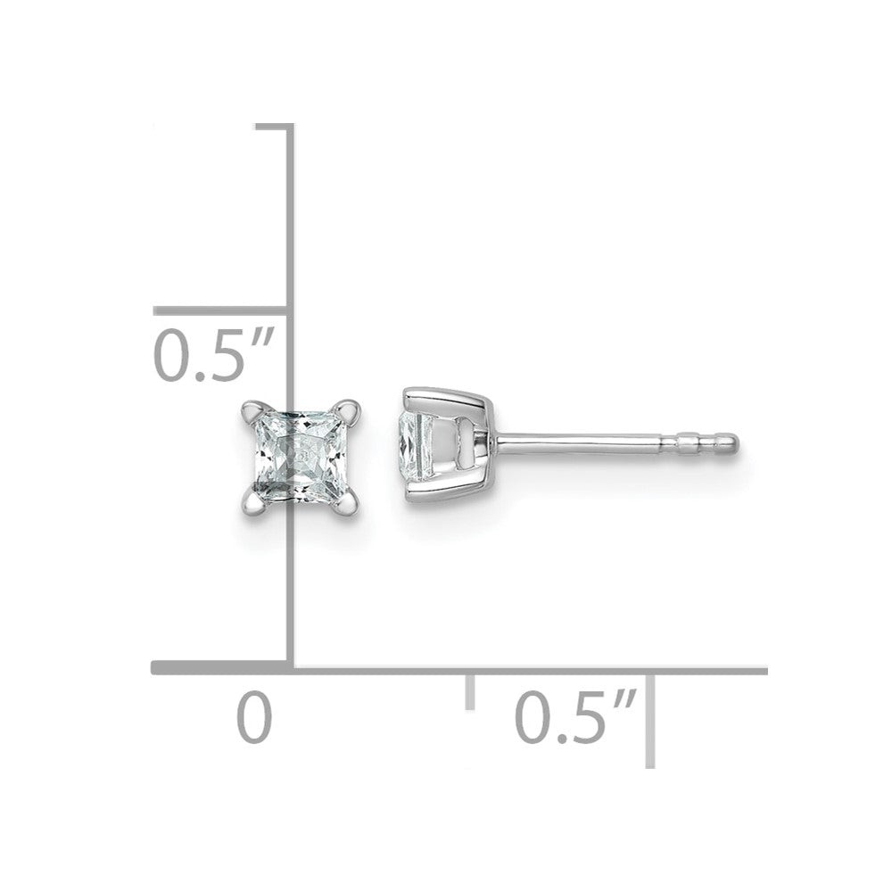 14k White Gold 1/2 carat Lab Grown Diamond VS/SI+ G+ Princess Complete Four Prong Stud Earrings