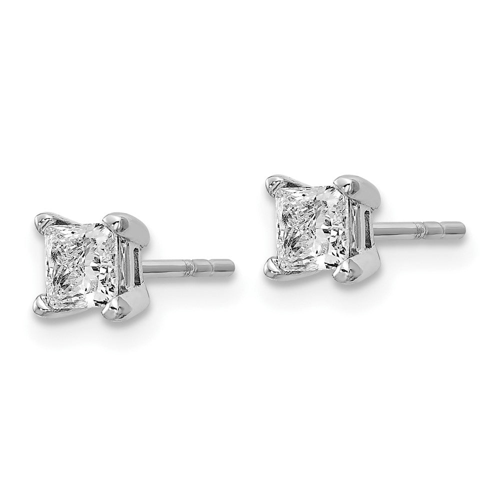 14k White Gold 5/8 carat Lab Grown Diamond VS+ F+ Princess Complete Four Prong Stud Earrings