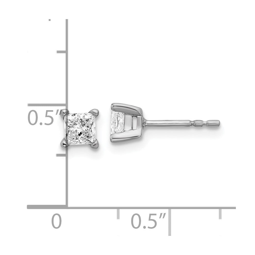 14k White Gold 5/8 carat Lab Grown Diamond VS+ F+ Princess Complete Four Prong Stud Earrings
