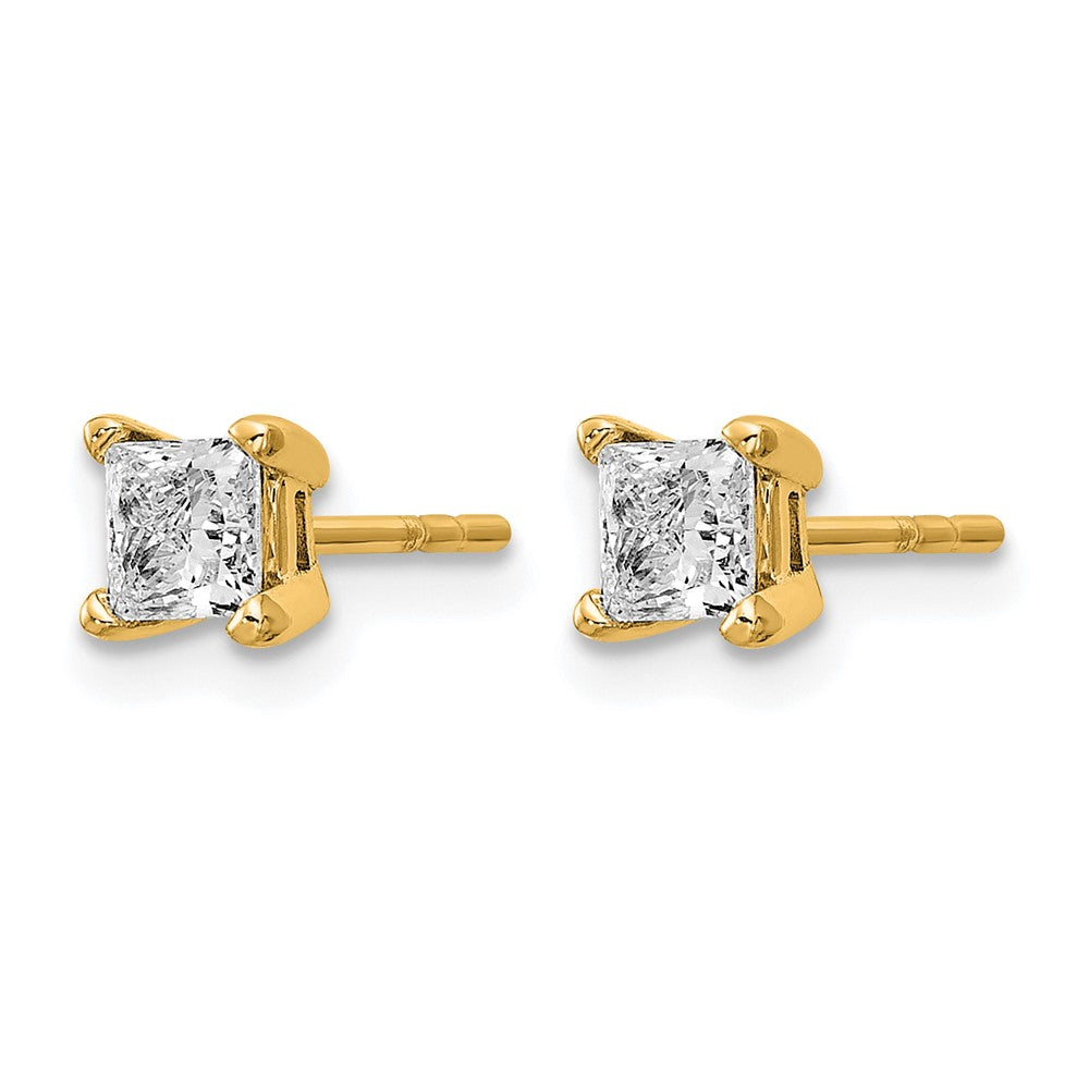 14k 5/8 carat Lab Grown Diamond VS/SI+ G+ Princess Complete Four Prong Stud Earrings