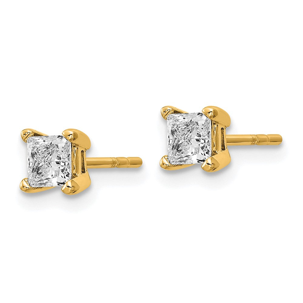 14k 5/8 carat Lab Grown Diamond VS+ F+ Princess Complete Four Prong Stud Earrings