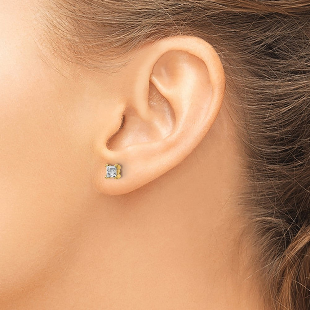 14k 5/8 carat Lab Grown Diamond VS+ F+ Princess Complete Four Prong Stud Earrings