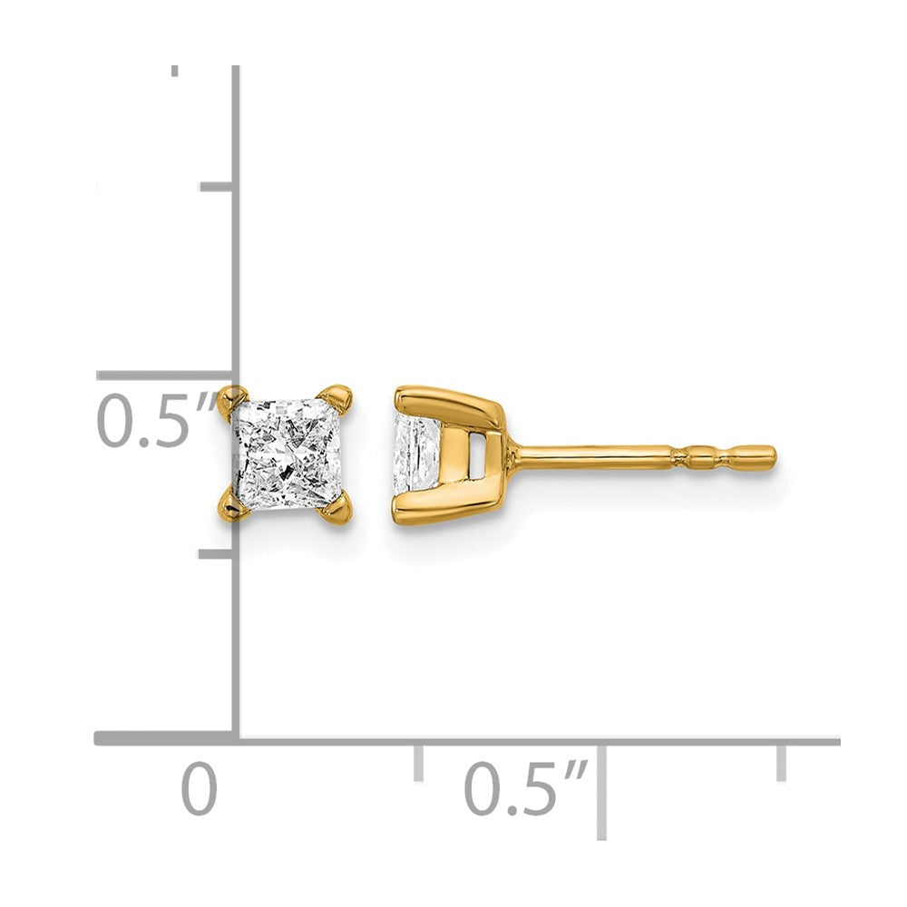 14k 5/8 carat Lab Grown Diamond VS/SI+ G+ Princess Complete Four Prong Stud Earrings