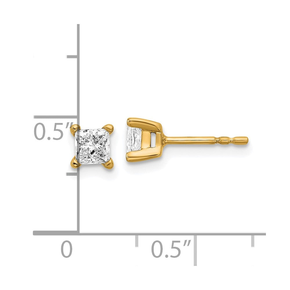 14k 5/8 carat Lab Grown Diamond VS+ F+ Princess Complete Four Prong Stud Earrings
