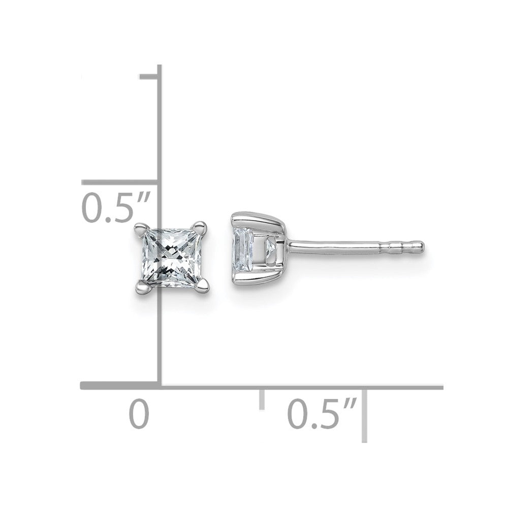 14k White Gold 3/4 carat Lab Grown Diamond VS+ F+ Princess Complete Four Prong Stud Earrings
