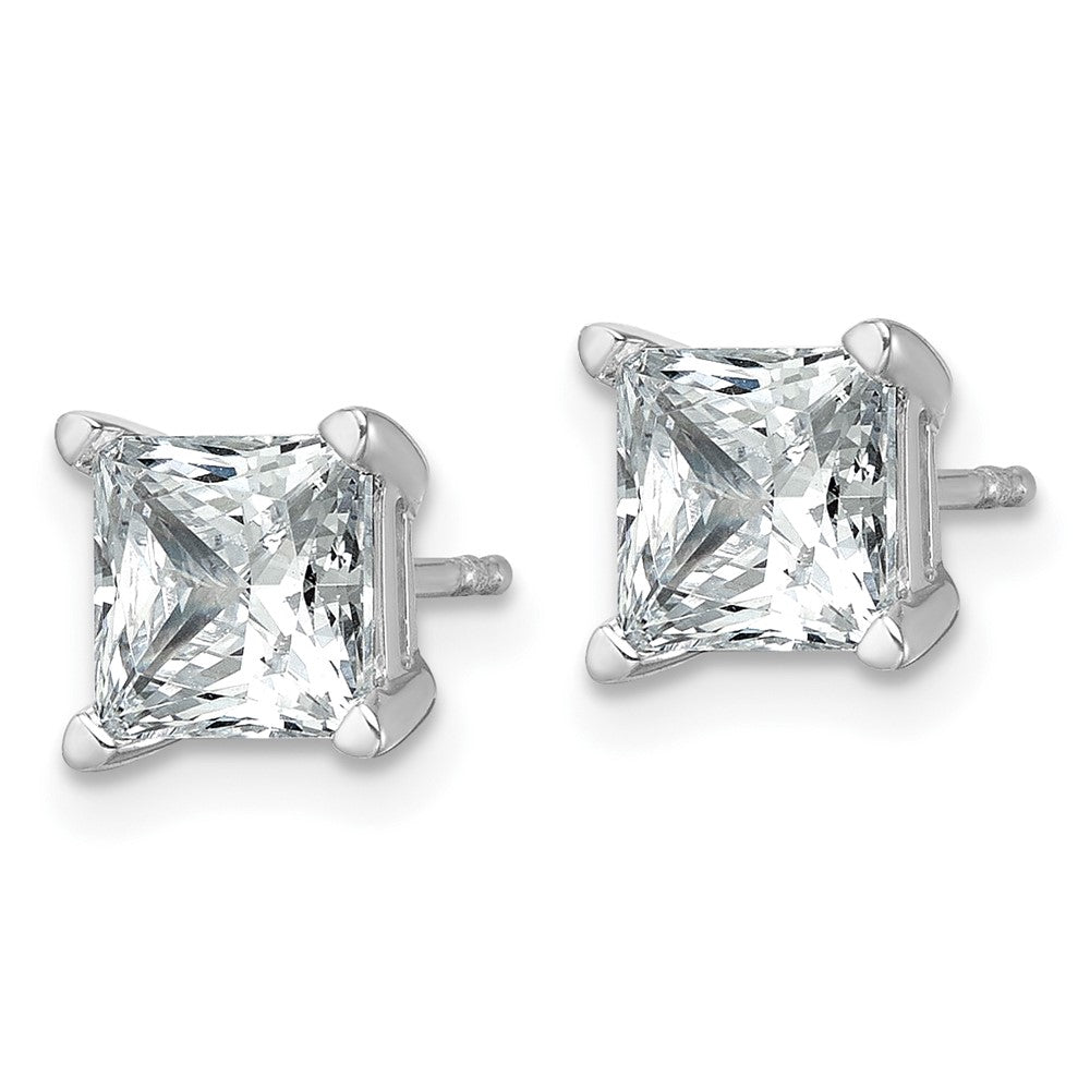 14k White Gold 3 carat Certified Lab Grown Diamond VS+ F+ Princess Complete Four Prong Stud Earrings