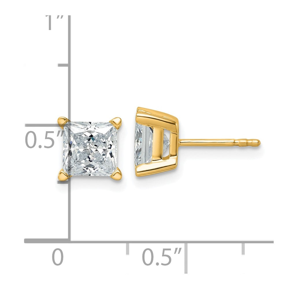 14k 3 carat Certified Lab Grown Diamond VS/SI+ G+ Princess Complete Four Prong Stud Earrings