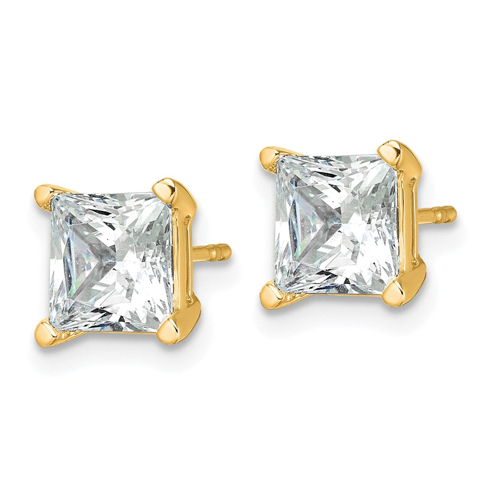 14k 4 carat Certified Lab Grown Diamond VS/SI+ G+ Princess Complete Four Prong Stud Earrings