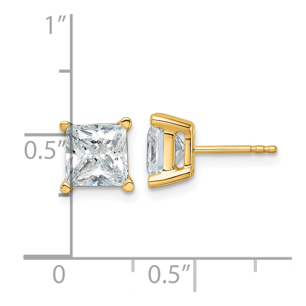 14k 4 carat Certified Lab Grown Diamond VS/SI+ G+ Princess Complete Four Prong Stud Earrings