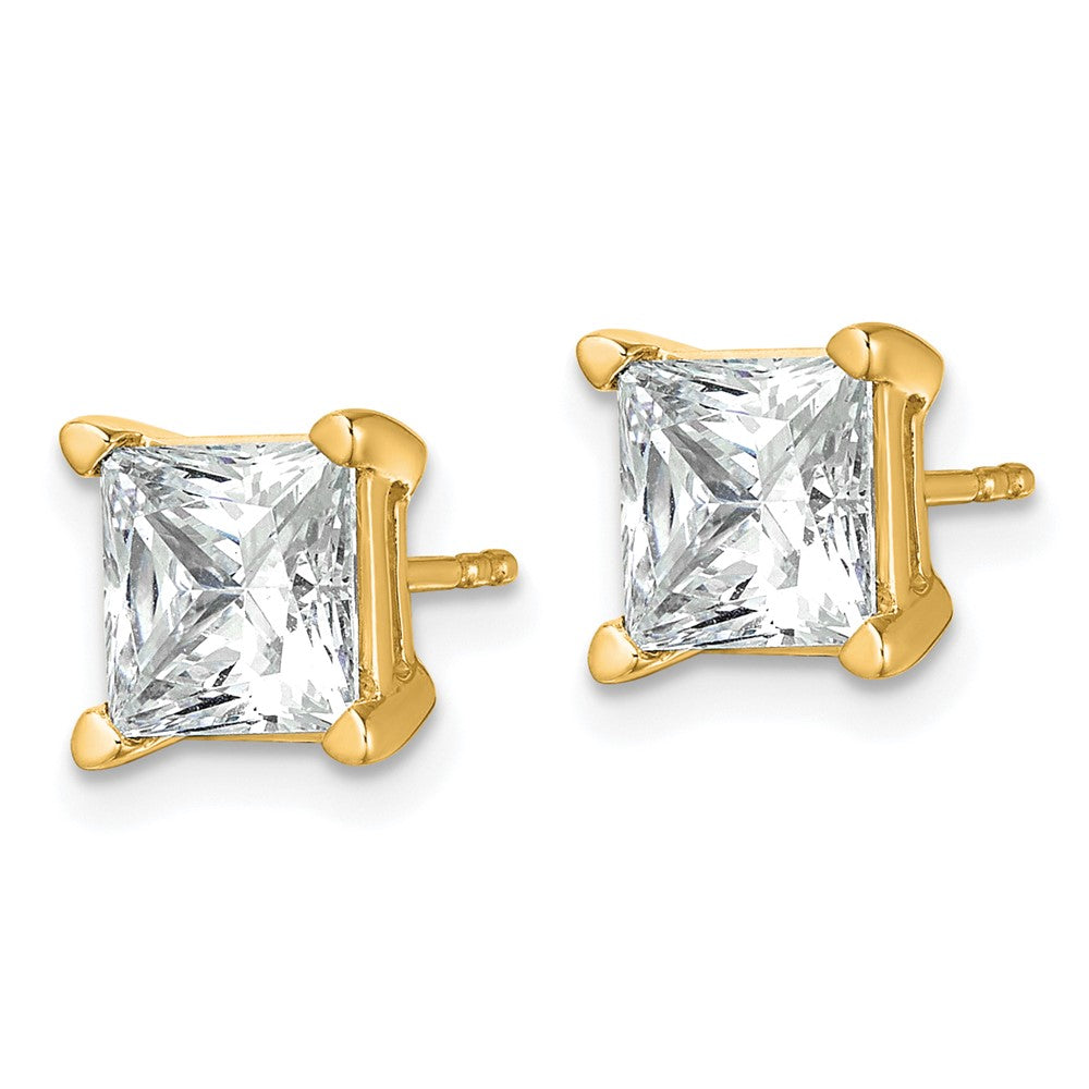 14k 5 carat Lab Grown Diamond VS/SI+ G+ Princess Complete Four Prong Stud Earrings
