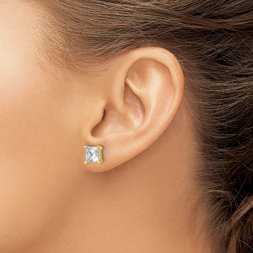 14k 5 carat Lab Grown Diamond VS/SI+ G+ Princess Complete Four Prong Stud Earrings