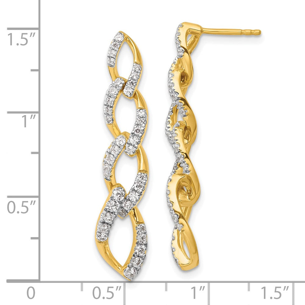 14K Lab Grown Diamond VS/SI+ G+ Twisted Link Post Dangle Earrings