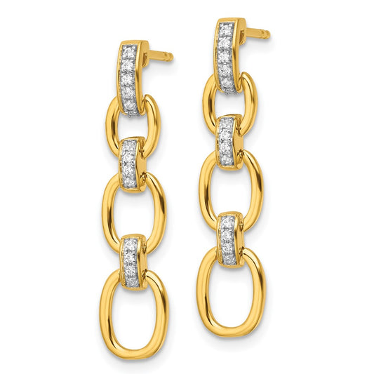 14k 1/6 carat Lab Grown Diamond VS/SI+ G+ Complete Fashion Dangle Link Post Earrings