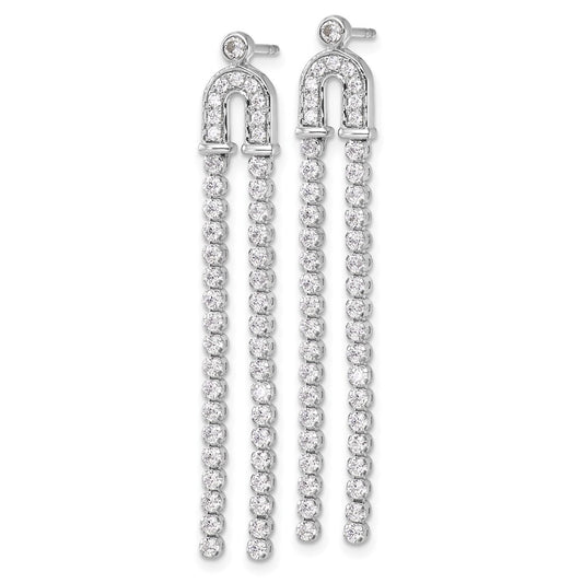 14k White Gold 2 carat Lab Grown Diamond VS/SI+ G+ Complete Dangle Post Earrings