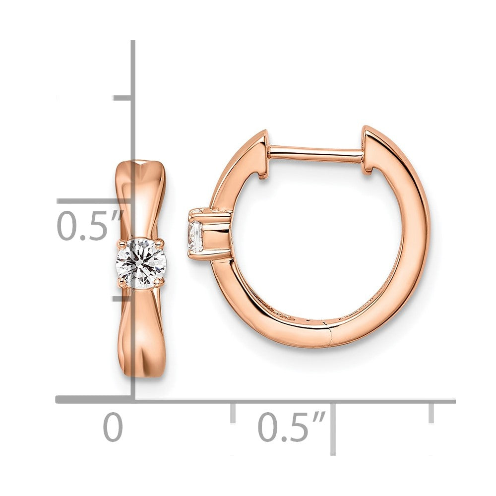 14k Rose Gold 1/5 carat Lab Grown Diamond VS/SI+ G+ Complete Fashion Hinged Hoop Earrings