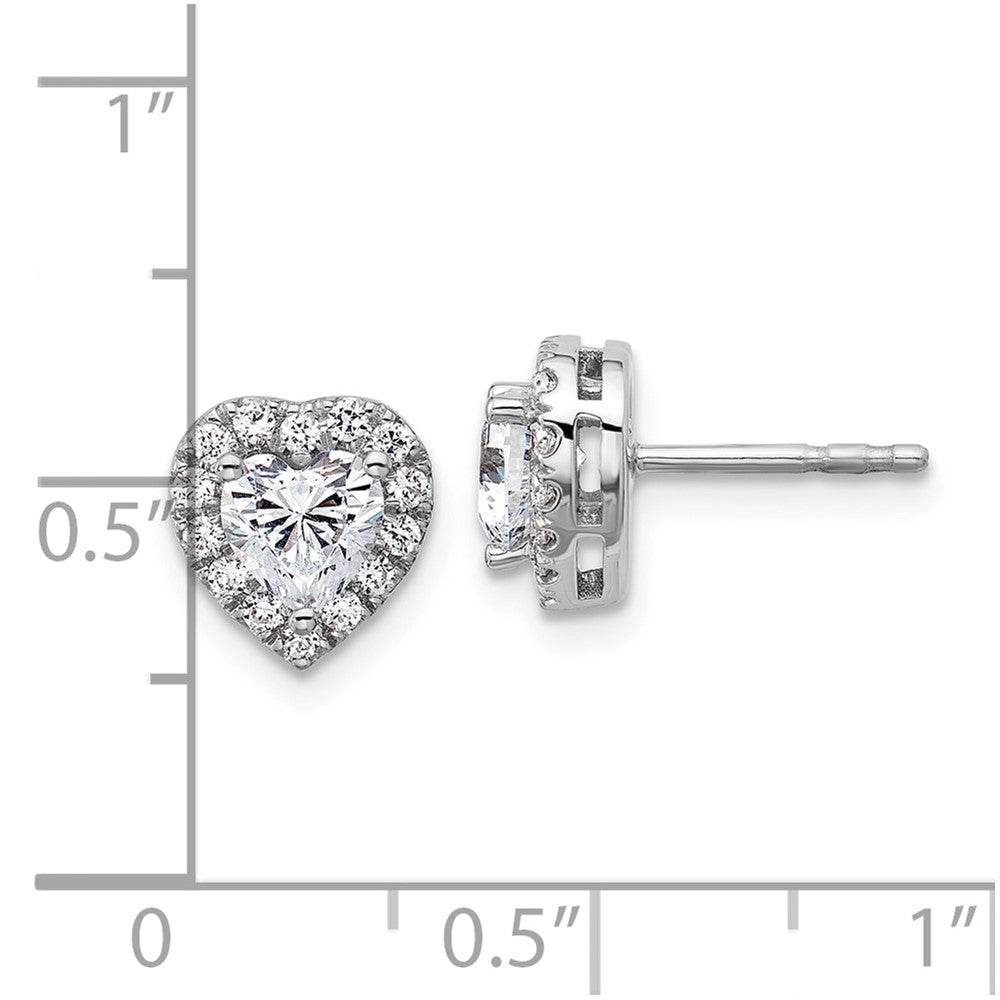 14k White Gold 1/4 carat Lab Grown Diamond VS/SI+ G+ 1/2 Center Semi Mount Halo Heart Post Earrings