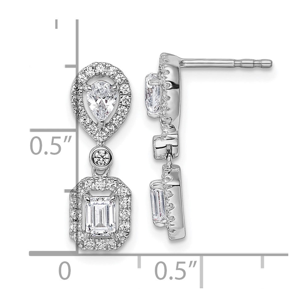 14k White Gold 1 carat Lab Grown Diamond VS/SI+ G+ Complete Two Stone Dangle Halo Post Earrings