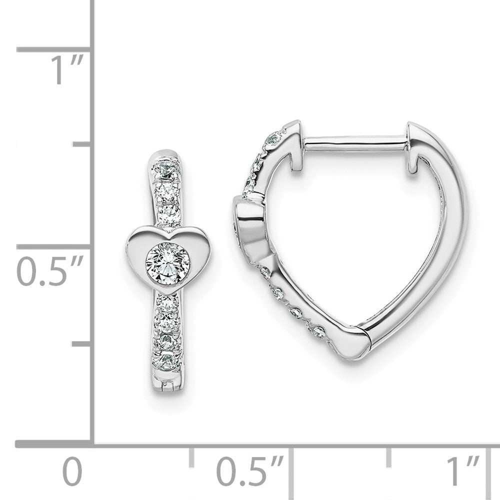 True Origin 14K White Gold 1/3 carat Lab Grown Diamond VS+ F+ Heart Hinged Hoop Complete Earrings