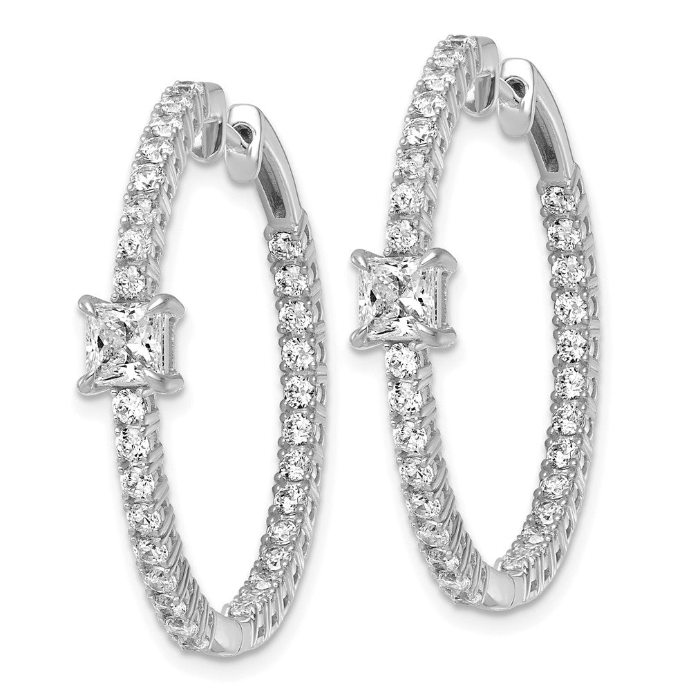 True Origin 14K White Gold 3 1/8 carat Lab Grown Diamond VS+ F+ Complet In and Out Hoop Earrings